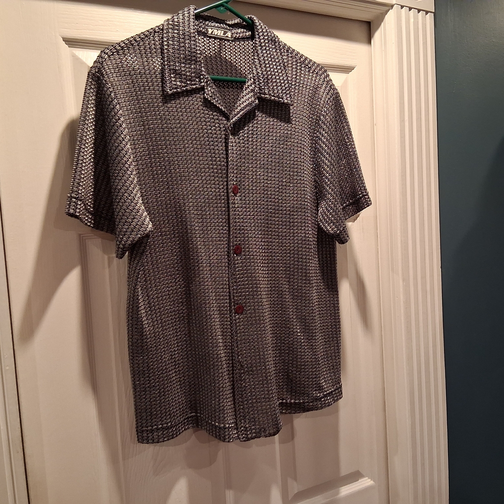Black and Gray Casual Button Down Shirt with Relaxed Fit